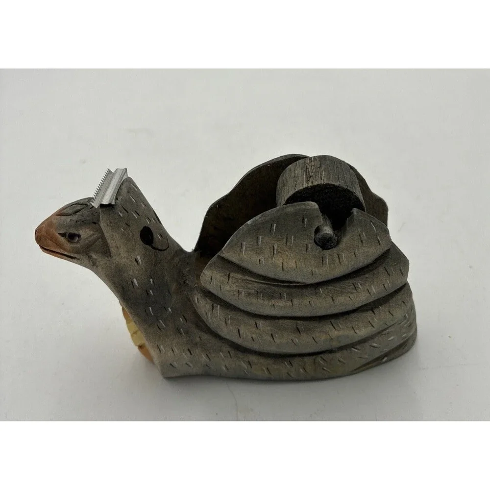 Snake head shape Tape Dispenser desk top wood carving